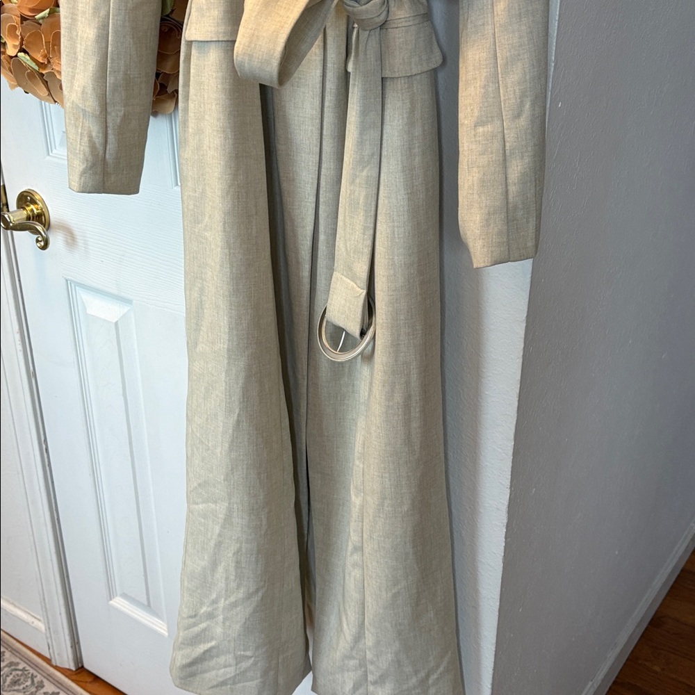 Avec Les Filles Long Trench Coat Belted Tan Size XS EUC - Picture 2 of 5